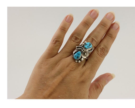 Navajo Ring 925 Silver Sleeping Beauty Turquoise … - image 8