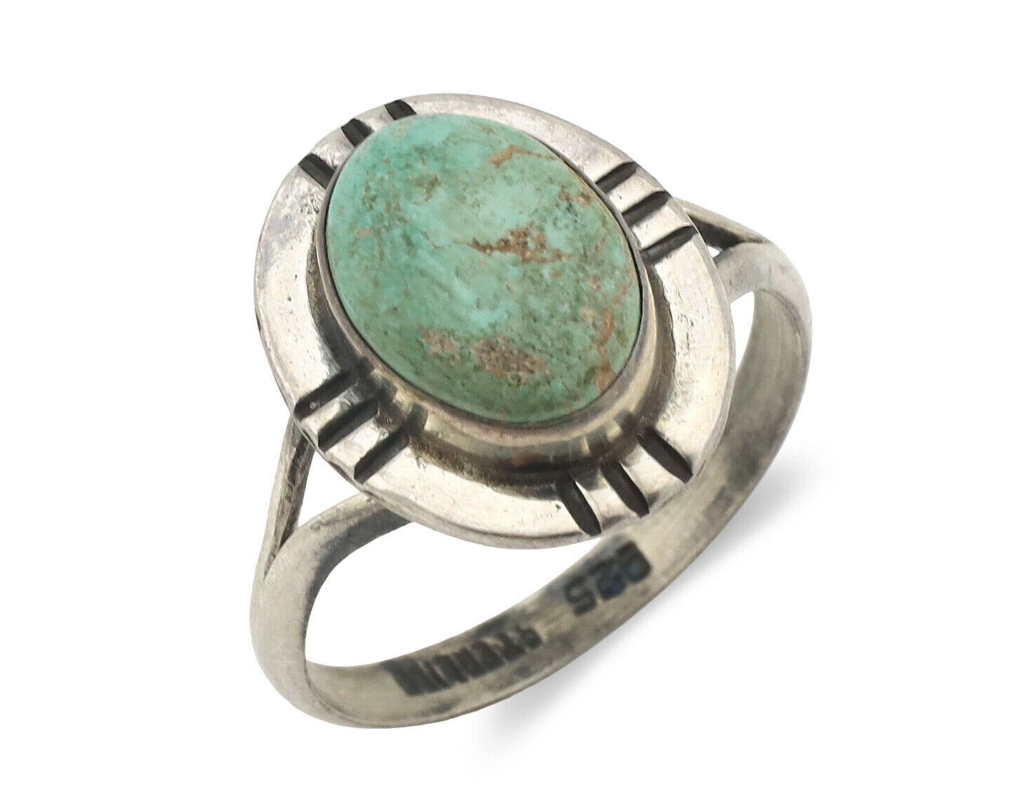 Navajo Ring .925 Silver Natural Mined Turquoise Native