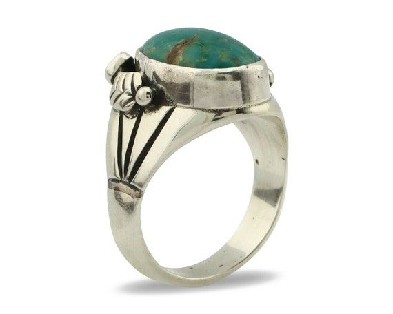 Navajo Ring .925 Silver Green Southwest Turquoise… - image 2