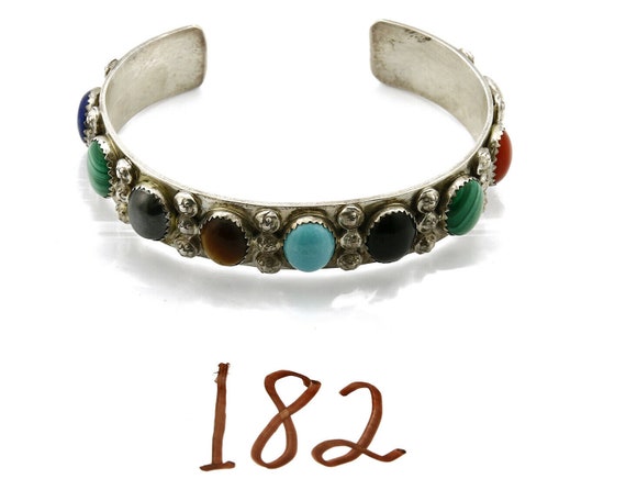 Women's Navajo Gemstone Bracelet .925 Silver Hand… - image 9