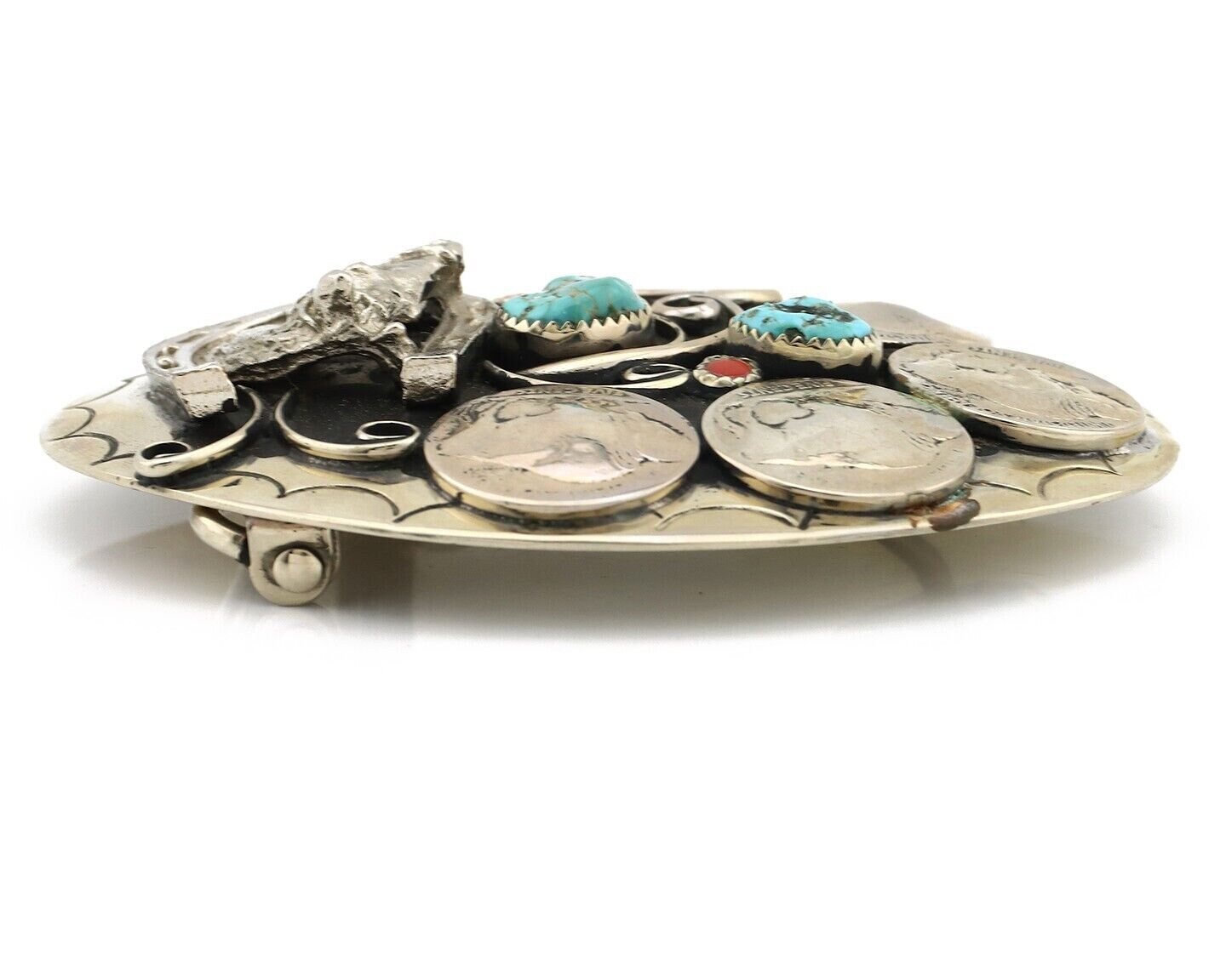 Navajo Horse Belt Buckle Nickle Silver Gemstone Handmade Native American belt Navajo Horse Belt Buckle Nickle Silver Gemstone Handmade  main image 2