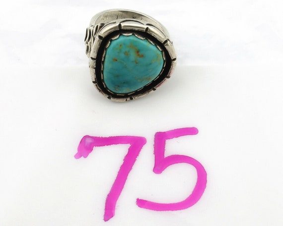 Navajo Ring .925 Silver Kingman Turquoise Signed … - image 8
