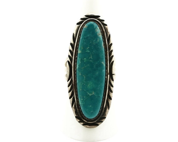 Navajo Ring .925 Silver Kingman Turquoise Signed … - image 4