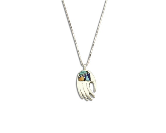 Sold at Auction: LES CRAIG BEAR CLAW TURQUOISE NECKLACE STERLING