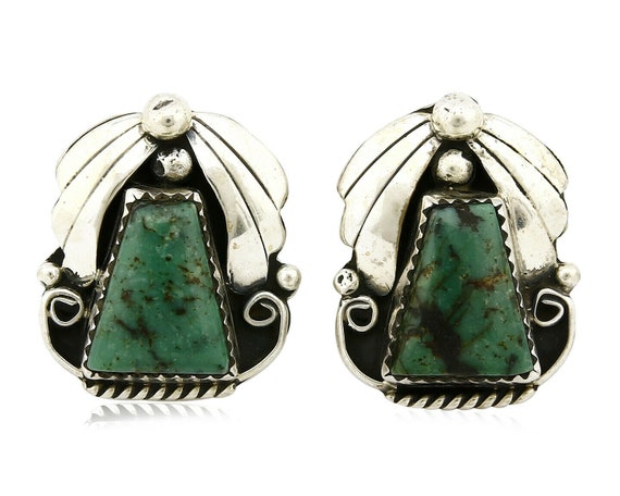 Women's Navajo Earrings .925 Silver Crescent Vall… - image 1