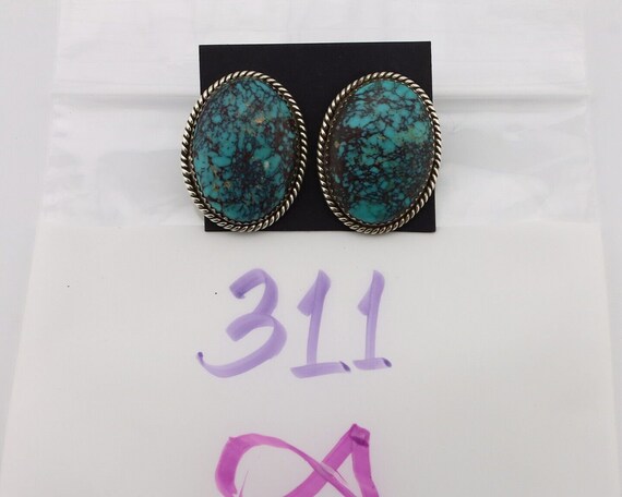Navajo Earrings 925 Silver Spiderweb Turquoise Ar… - image 10