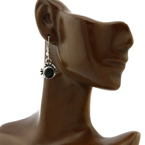 Navajo Hand Stamped Natural Mined Black Onyx .925 SOLID Silver Dangle Earrings
