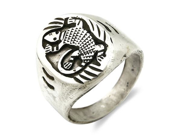 Navajo Ring .925 SOLID Silver Handmade Overlay Si… - image 1