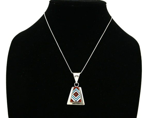 Women's Zuni Pendant .925 Silver Inlaid Signed V.… - image 7