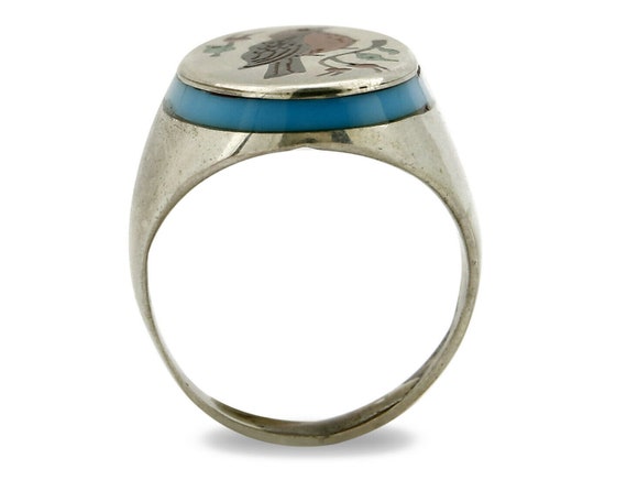 Navajo Bird Ring .925 Silver Inlaid MOP and Pin S… - image 3