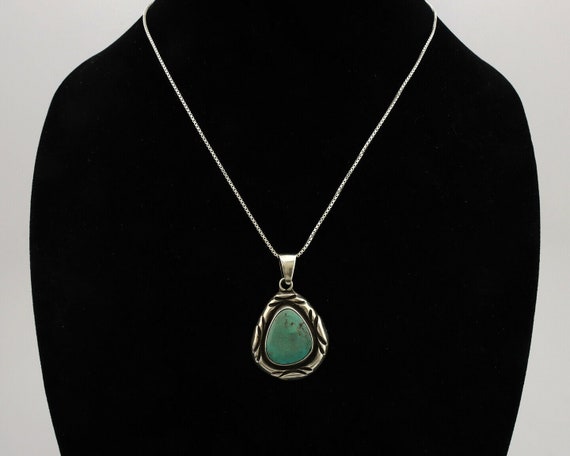 Navajo Necklace .925 Silver Kingman Turquoise Sig… - image 8