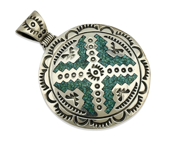 Navajo Necklace .925 Silver Kingman Turquoise Sta… - image 1