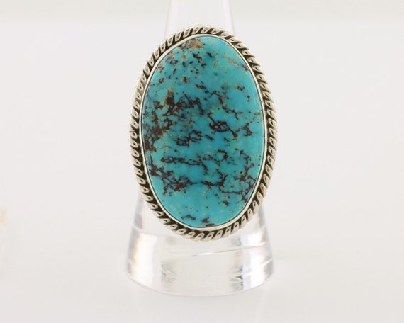 Navajo Ring 925 Silver Natural Blue Turquoise Art… - image 4
