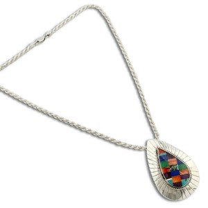 C. 1980&#39;s Navajo Signed &quot;H&quot; Natural Gemstone Pin or Pendant .925 Silver