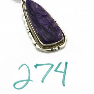 C.1980's Navajo Signed Ted Etsitty .925 Silver Charoite Handmade Necklace image 9