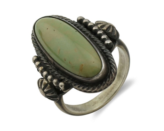 Navajo Ring 925 Silver Green Turquoise Artist Sig… - image 1
