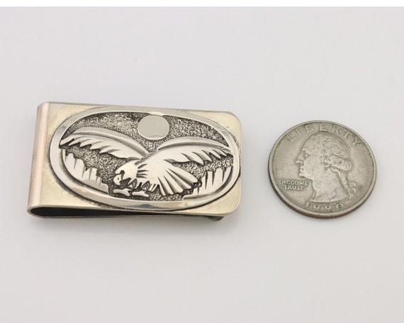 Navajo Eagle Money Clip .925 Silver & .999 Nickle… - image 7