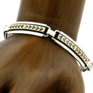 Women&#39;s Navajo MM Rogers Signed .925 Silver & 14k SOLID Gold C.80&#39;s