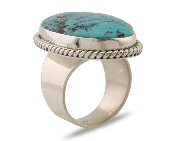 Navajo Ring 925 Silver Natural Blue Turquoise Art… - image 2