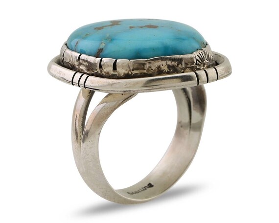 Navajo Ring 925 Silver Morenci Tuquoise Native Am… - image 2