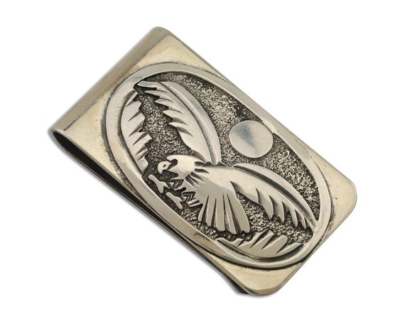 Navajo Eagle Money Clip .925 Silver & .999 Nickle… - image 1