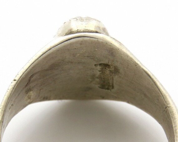 Zuni Ring .925 Silver Kingman Turquoise Hand Stam… - image 6