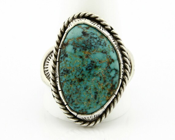 Navajo Turquoise Ring .925 Silver Handmade Signed… - image 4