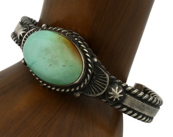 Navajo Bracelet .925 Silver Royston Turquoise Artist Signed JB C.80's