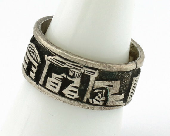 Navajo Pictograph Ring .925 Silver Signed Artist … - image 5