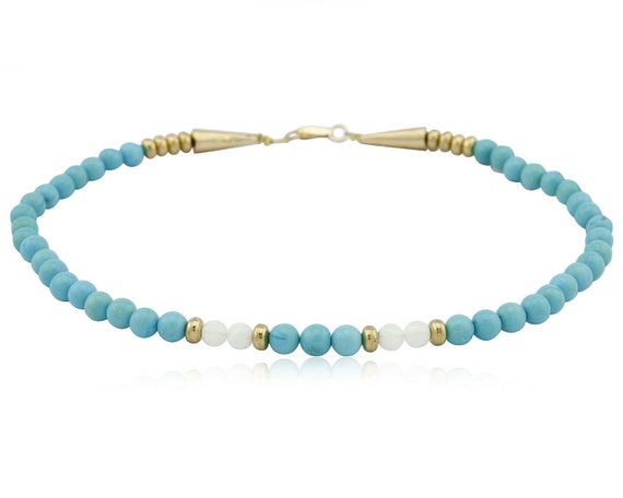 Natural Mined Opal & Turquoise 7.0 mm Bead Neckla… - image 3