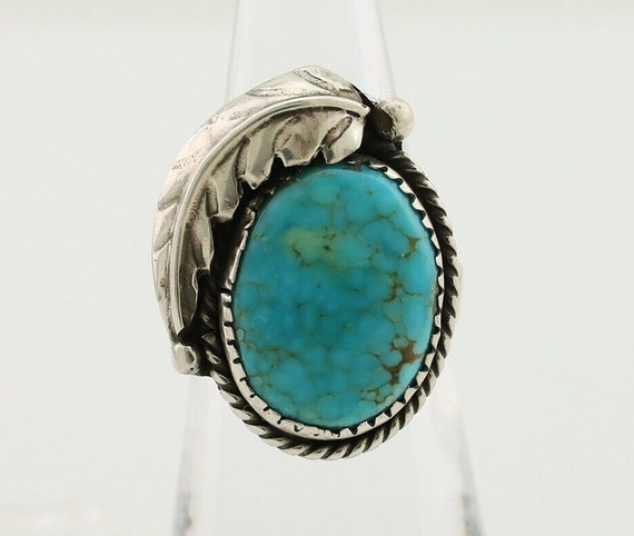Navajo Ring 925 Silver Spiderweb Turquoise Native… - image 4