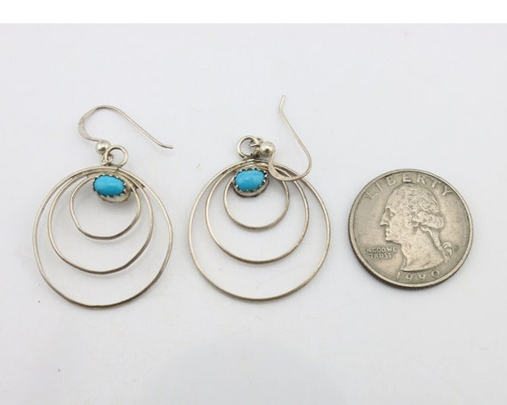 Navajo Dangle Handmade Earrings 925 Silver Blue T… - image 6