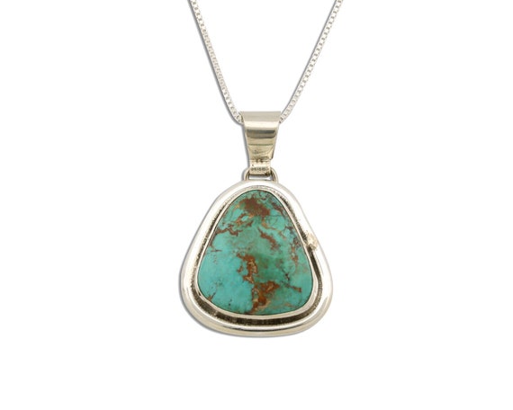 Navajo Necklace .925 Silver Kingman Turquoise Sig… - image 1