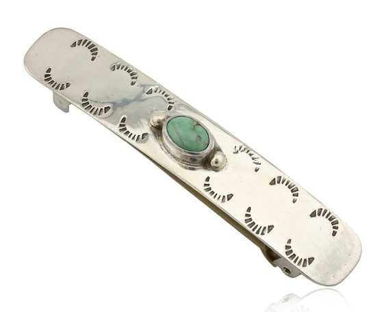 Navajo Hair Clip .925 Silver Arizona Turquoise Barrette C  display picture 2