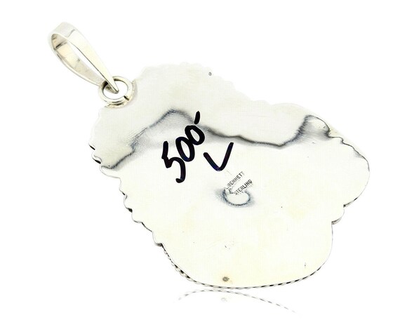 Navajo Turquoise Pendant .925 Silver Handmade Signed Lee Bennett C.80's View 2