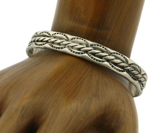 Navajo Bracelet .925 Silver Handmade Hand Stamped… - image 1