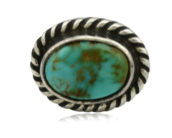Navajo Tie Tack .925 Silver Kingman Turquoise Nat… - image 2
