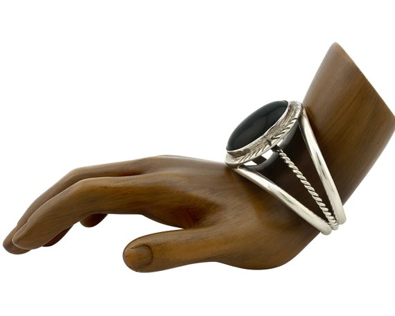 Navajo Bracelet .925 Silver Black Onyx Artist Nat… - image 3