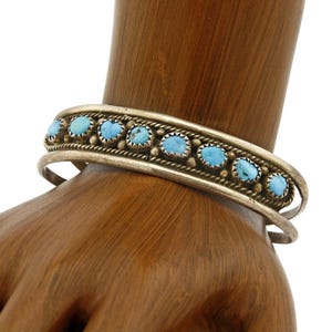 Brazalete Navajo Irvin Chee Turquesa .925 de Plata SÓLIDA hecho a mano