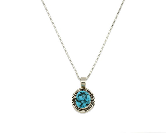 Navajo Necklace .925 Silver Morenci Turquoise Sig… - image 3