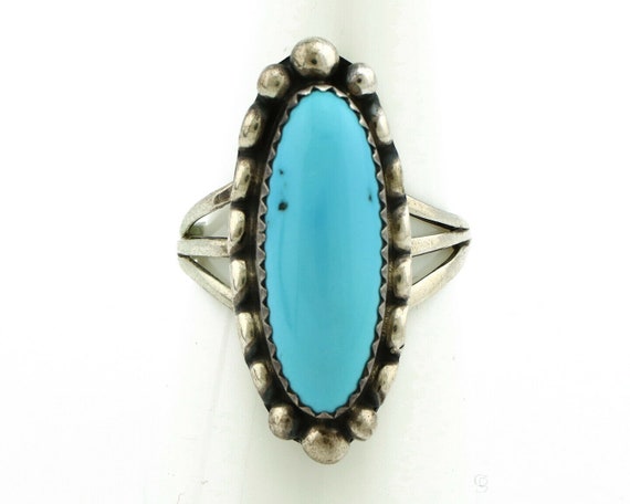 Navajo Ring .925 Silver Natural Blue Turquoise Ar… - image 4