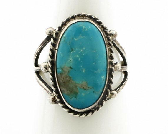 Navajo Ring .925 Silver Morenci Turquoise Native … - image 4