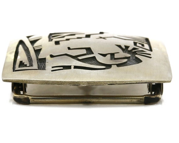 Navajo Belt Buckle .925 SOLID Sterling Silver Han… - image 6