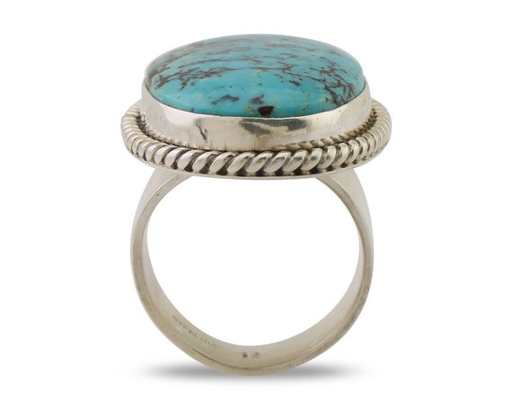 Navajo Ring 925 Silver Natural Blue Turquoise Art… - image 3