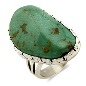 Navajo Turquoise Ring .925 Silver Handmade Signed Wayne Etsitty C.80&#39;s