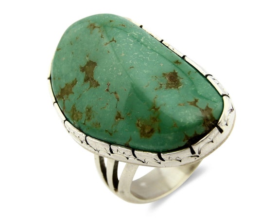 Navajo Turquoise Ring .925 Silver Handmade Signed… - image 1