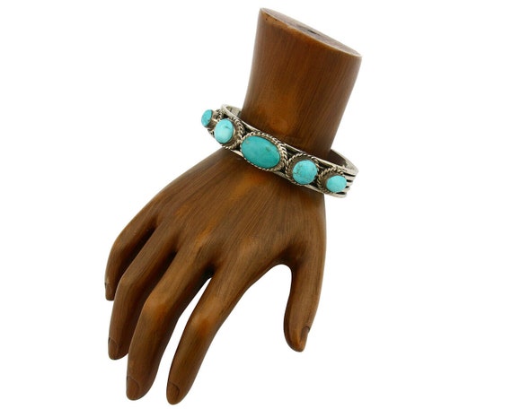 Navajo Turquoise Bracelet SOLID .925 Silver Signe… - image 2