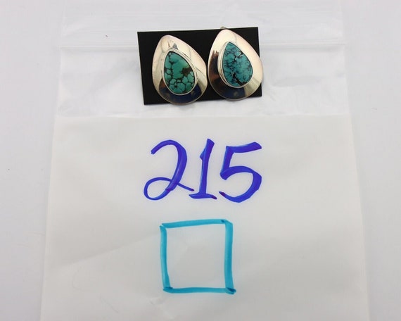 Navajo Earrings 925 Silver Blue Spiderweb Turquoi… - image 9