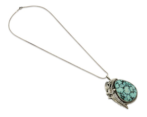 Navajo Necklace .925 Silver Spiderweb Turquoise A… - image 2