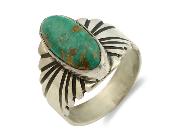 Arizona Turquoise Sunburst Design Ring Sterling Silver - Handmade in the USA Arizona Turquoise Sunburst Design Ring Sterling Silver - Handmade in the USA